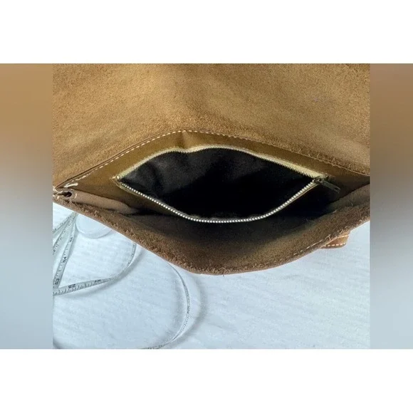 Vintage Le sac Crossbody Bag Tan Leather Messenger Boho Festival Indie Grunge - Picture 8 of 10